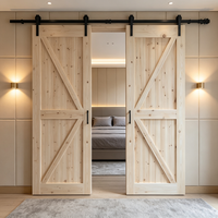 Porte coulissante de grange en bois massif de sapin, prix de gros, pour entrepreneurs en décoration intérieure
