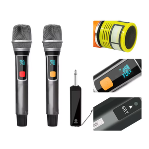 Micrófono inalámbrico CQA dinámico de mano UHF FM con pantalla LED Receptor inalámbrico de doble canal Micrófono profesional - Product Image 5