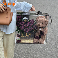 AM-PFE75 Ammy Unsterbliche Blumenbox Valentinstag Neujahrsgeschenke Konservierte Rose Teddybär Garten Acryl für Muttertag
