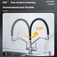 Robinet de cuisine moderne multifonctionnel trois en un en laiton mitigeur pour eau chaude et froide pure en caoutchouc de silicone