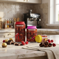 Fabrieksdirect doorzichtige frisdrankblikvormige voedselverpakking met luchtdichte schroefdop voor chocolade, koekjes en popcorn.