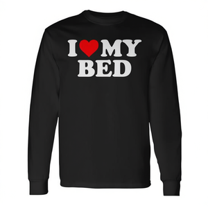Camiseta de manga larga I Love My Bed con corazón rojo - Product Image 2