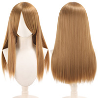 Perruque de cosplay en fibre haute température de 60 cm, perruques longues et droites multicolores rose pour fête costumée d'anime