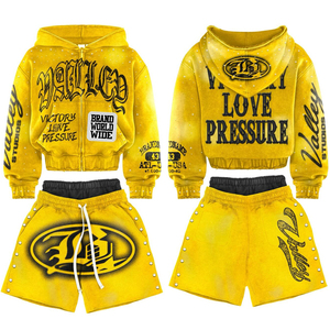 Relaxed Fit Two Piece Casual Hoodie Clothing with Custom Design & Private Label Premium Men Hoodie & Shorts <b>Set</b> In High Quality - Product Image 3