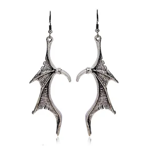 Vintage Gothic Dragon Wing Dangle Earrings Goth Jewelry Retro Metal Alloy Goth Punk Earrings For Women Accessories
