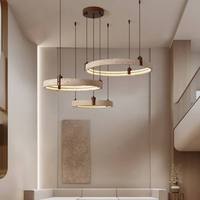 Lustre en travertin jaune pour salon, cercle, villa, hall, lampe suspendue moderne au plafond