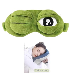 Masque de sommeil occultant grenouille aux grands yeux, motif dessin animé amusant, en polyester doux pour la peau, vente de liquidation transfrontalière - Product Image 5
