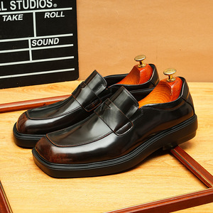 รองเท้าอ็อกซ์ฟอร์ดหนังทรงเหลี่ยมหัวมน เงางาม ระดับไฮเอนด์ สีดำ เหมาะสำหรับธุรกิจ พักผ่อน งานทางการ ใส่ทำงาน กันลื่น ใช้ได้ทุกฤดู - Product Image 2