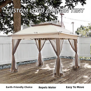 Pavillon extérieur à structure en aluminium - Gazebo à double toit avec moustiquaire pour terrasse et jardin - Product Image 6