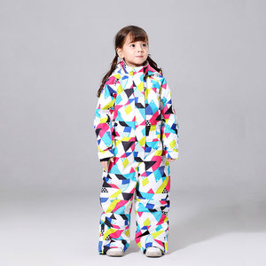Combinaison de ski une pièce chaude pour enfants avec fermeture à glissière à capuche équipement respirant pour garçons et filles - Product Image 4