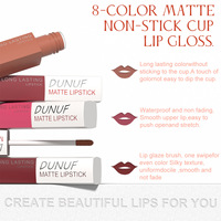 Gloss à lèvres mat imperméable longue tenue non collant 8 couleurs avec texture velours saturée. Facile à appliquer pour le maquillage des lèvres