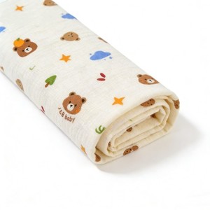 Serviette de bain, couverture et robe pour bébé en tissu popeline 100% coton <span class=keywords><strong>double</strong></span>, motif ours brun imprimé, respirante, poids moyen - Product Image 2