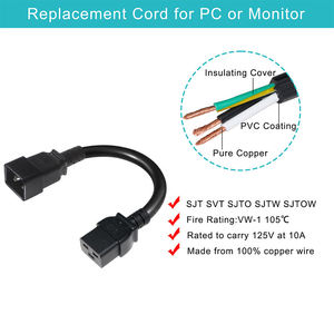 Industrial-Grade C19 to C20 Extension <b>Cable</b> | 14AWG SJT 300V Fire-Retardant | High-Temp Locking Connector for PDUs Data Centers - Product Image 3