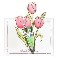 Kartu Ucapan 3D Pop Up Buket Bunga Tulip Bunga Matahari Lipat dengan Amplop untuk Hadiah Hari Ibu, Valentine, Ulang Tahun