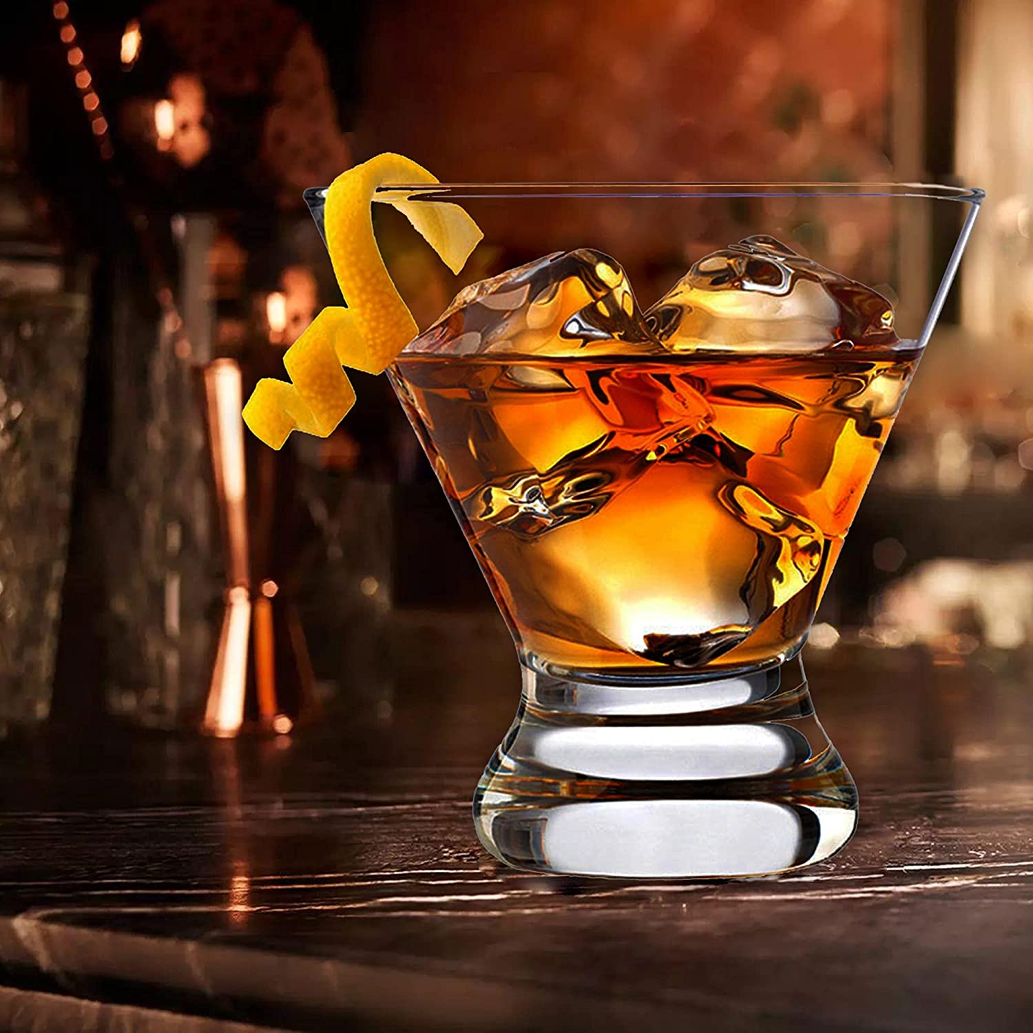 Stemless Martini Glasses 8.5 Oz Cocktail Glasses for Martini Margarita & More Lead-free Crystal Heavy Base