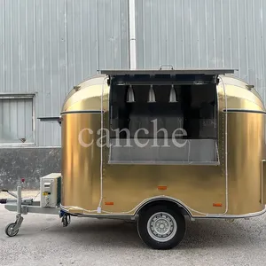 Carrito de Comida Móvil Personalizado de Acero Inoxidable Dorado para Venta de Jugos y Alimentos - Product Image 3