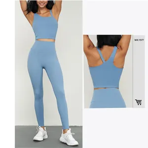 High Stretch Short Fitness Tank Top Outdoor Gym 2 Piece Set Yoga Women Wear Yoga Bra And Leggings Pants Set For Woman