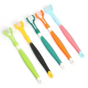 3-Sided Dog Toothbrush Cat Teeth Escova de limpeza Handle Toothbrushes Cuidados dentários para animais Puppy Kitten