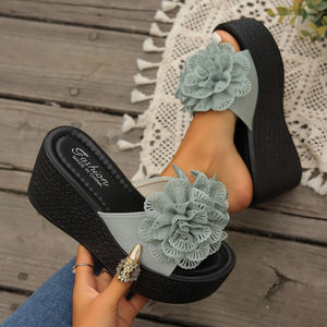 Sandalias de Plataforma con Cuña y Suela Gruesa M18, Novedad de Verano, Tallas Grandes, Diseño Floral, Moda para Mujer - Product Image 2