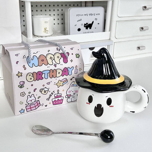 <span class=keywords><strong>Tazza</strong></span> in Ceramica a Forma di Fantasma con Coperchio, Elegante <span class=keywords><strong>Tazza</strong></span> da Caffè, Regalo di Compleanno per Donne, Souvenir per Migliori Amiche - Product Image 3
