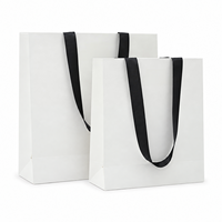 Sacs shopping personnalisés en papier cartonné blanc pour lingerie et vêtements de nuit, emballage cadeau personnalisé pour boutiques de détail