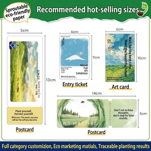 Cartes en papier grainé écologiques personnalisées sur le thème botanique - Billets de concert/enveloppes postales/invitations de mariage en papier grainé germinable - Product Image 4