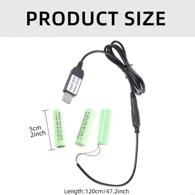 USB 5V 2A to 4.5V1A AA LR6 Battery Power Cable Battery Eliminators Line