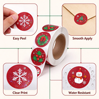 Autocollants en rouleau imprimés sur mesure, étiquettes thermiques directes en couleur, rouleaux d'étiquettes rondes de Noël pour l'emballage de cadeaux