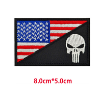 Punisher Drapeau Américain Broderie Tactique Crochet et Boucle Punisher Patches
