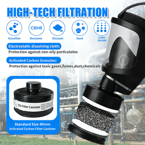 Respirador de Cara Completa con Certificación CE, Máscara de Gas con Doble Filtro, Anti-Vapores Orgánicos, Gases Ácidos y Partículas, con Sistema de Filtro RD40 de 40 mm - Product Image 3
