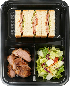 Contenants de préparation de repas en PP de qualité alimentaire recyclable à 3 compartiments pour nouilles et pizzas, boîte à emporter, utilisable au micro-ondes - Product Image 1