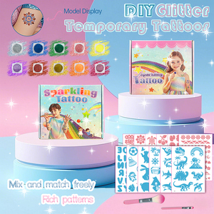 Nuovi stili di <span class=keywords><strong>tatuaggi</strong></span> temporanei con Glitter multicolore creativi per la pittura del corpo per bambini Set di adesivi regalo in carta - Product Image 2