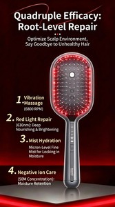 Cepillo de masaje capilar gris con spray, batería de litio recargable, masajeador de cabello vibratorio iónico, peine para el cuidado del cuero cabelludo, regalo, aceite esencial - Product Image 1