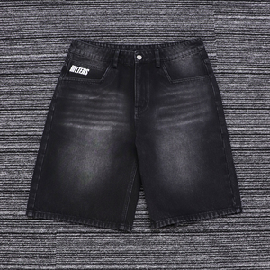 <span class=keywords><strong>Pantaloncini</strong></span> da uomo pesanti <span class=keywords><strong>neri</strong></span> lavati con acido <span class=keywords><strong>pantaloncini</strong></span> da uomo ricamati su misura Jorts 12-14 Oz Coton Denim da uomo - Product Image 2