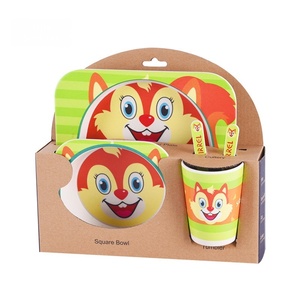 Juego de Vajilla Infantil de Fibra de Bambú, Plato, Cuchara, Tenedor y Taza con Diseño de Dibujos Animados, para Alimentación Complementaria - Product Image 6