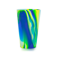 Tasse en silicone réutilisable de mélange coloré incassable de 16oz avec logo personnalisé tasse à café en silicone incassable durable en verre de vin