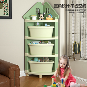 Estante de almacenamiento de esquina de plástico de 4 capas para niños con cajón, baño, juguete para el hogar, armario de soporte para artículos diversos - Product Image 4