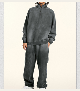 <strong>2</strong> Piece Jogging Suit Long Sleeve Fleece Tracksuits Men Half <strong>Zip</strong> <strong>Sweatshirt</strong> and Sweatpants Set - Product Image 5