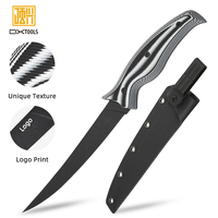 Couteau à filet de pêche de haute qualité DXtools en acier inoxydable 5Cr15 certifié CE, 29 cm, avec manche en G10 noir