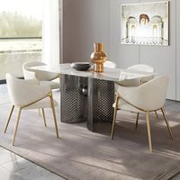 Chaises de salle à manger en tissu bouclé de style nordique moderne, fauteuil d'appoint de luxe en acier inoxydable avec dossier incurvé