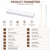 Barre lumineuse LED intelligente à détecteur de mouvement magnétique, rechargeable, lampe de nuit sous l'armoire