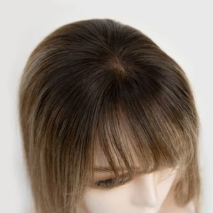 Topper de cheveux naturels Bangs 5x3 pouces, en dentelle mono complète, à clipser, densité 130%, pour cheveux clairsemés - Product Image 2