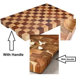 Tabla de Cortar de Madera Maciza Gruesa con Diseño a Cuadros, Tabla de Cortar de Madera de Extremo para Carnicería, Alimentos, Carne, Frutas, Pan, Huesos, Verduras, Tabla de Cocina - Product Image 4