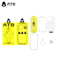 ATB 6 en 1 pour iPhone 15 Pro Max étui de téléphone transparent avec objectif de caméra protecteur d'écran kit d'installation ensemble de protection mobile