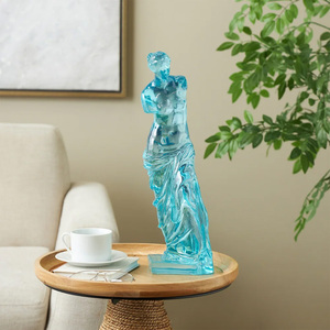 Sculpture décorative de femme modelée à la main en résine transparente teintée bleu clair, <span class=keywords><strong>orange</strong></span> ou verte - Product Image 6