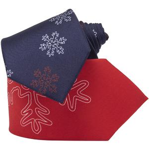 Ensemble de deux cravates classiques joyeux Noël flocon de neige pour hommes 100% Pure <span class=keywords><strong>soie</strong></span> impression numérique Style décontracté Sublimation cravates - Product Image 1