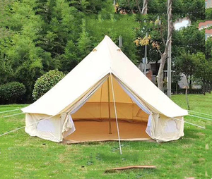 Vente directe usine Tente cloche imperméable 4m avec cheminée, Tente de camping en toile pour glamping, Tente <span class=keywords><strong>yourte</strong></span> mongole, Tente hôtelière pyramidale - Product Image 1