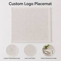 Set de table en coton avec logo personnalisé, blanc cassé, brodé, pour hôtel, restaurant, salle à manger, OEM disponible