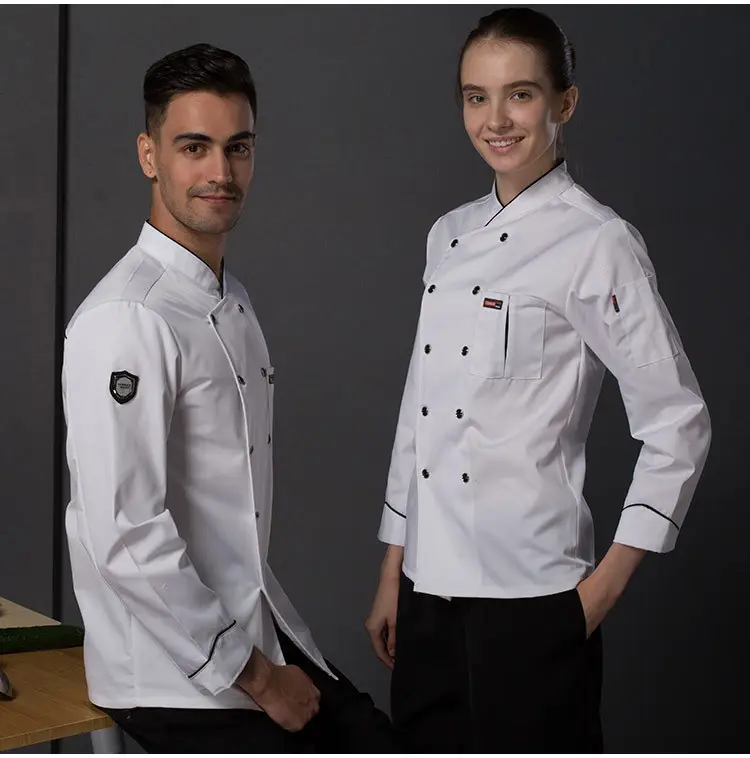 custom logo chef coat restaurant chef jacket men women hotel chef uniform coat kitchen long sleeve