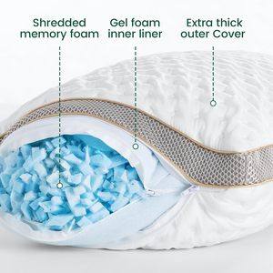 Almohadas de espuma viscoelástica trituradas, Gel tamaño Queen, Juego de 2 refrigerantes para dormir, paquete de 2 almohadas de cama ajustables - Product Image 3